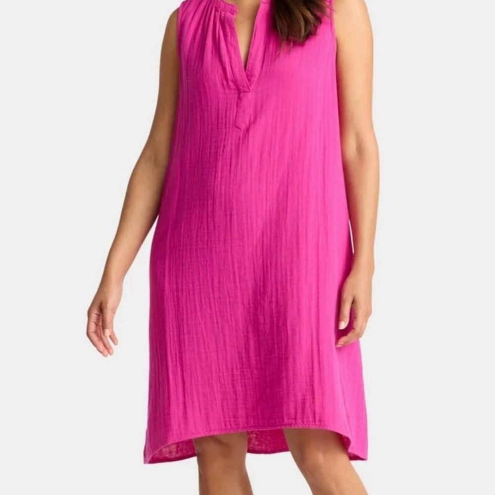 Time and Tru Women's Cotton Double Cloth Shift Dress - Picture 2 of 6
